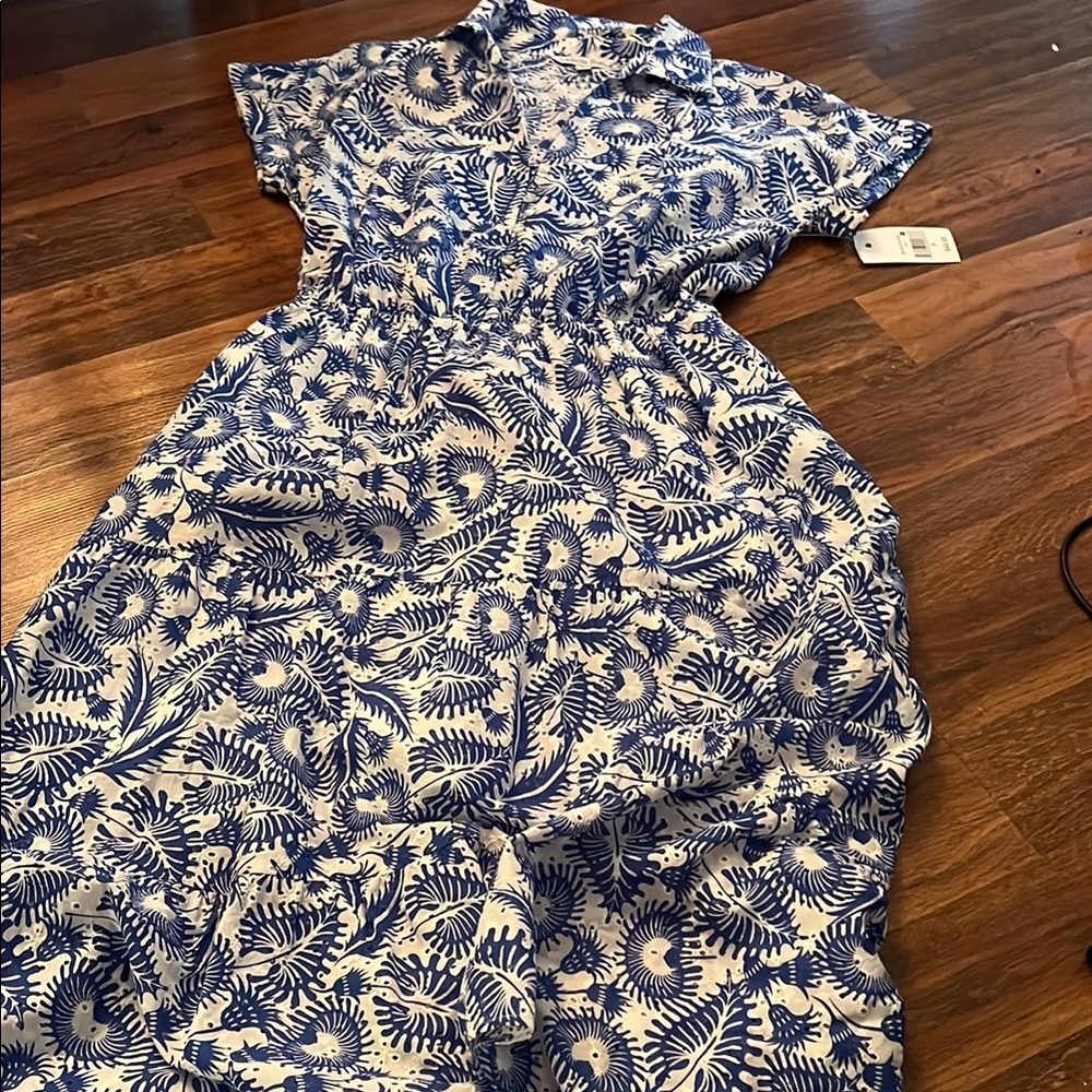 Blue and White Floral Maxi Dress